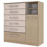COMODA 6 GAVETAS 01 PORTA 02 PRATELEIRAS ALTO BRILHO UV MDP/MDF