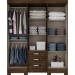 GUARDA ROUPAS CASAL C/ ESPELHO 6 PORTAS 3 GAVETAS BRIZ RUSTICO FENDI/MOKA FENDI II/GRIS PALHA/GRIS