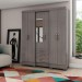 GUARDA ROUPAS CASAL C/ ESPELHO 6 PORTAS 3 GAVETAS BRIZ RUSTICO FENDI/MOKA FENDI II/GRIS PALHA/GRIS