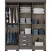 GUARDA ROUPAS CASAL C/ ESPELHO 6 PORTAS 3 GAVETAS BRIZ RUSTICO FENDI/MOKA FENDI II/GRIS PALHA/GRIS