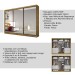 GUARDA-ROUPA CASAL C/ ESPELHO 3 PORTAS 8 GAVETAS OU 6 GAVETAS FREIJO DOURADO OU BRANCO UDINE N. HORIZONTE 
