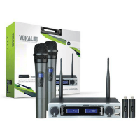 KIT VOKAL 02 MICROFONES SEM FIO MAIS BASE RECEPTORA DE SINAL UHF