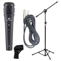 MICROFONE KARAOKE HARMONICS MAIS PEDESTAL COM CACHIMBO MAIS CABO