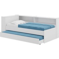 CAMA COM BAU E PRATELEIRA LATERAL MAIS CAMA AUXILIAR MULTIMOVEIS