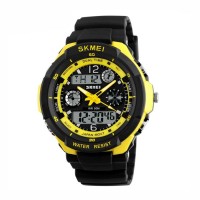 RELÓGIO SKMEI SHOCK ADRIAN VIDRO EM CRISTAL PRETO/AMARELO - ORIGINAL