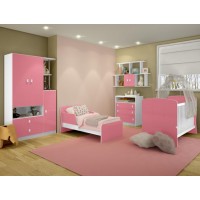 CONJUNTO QUARTO INFANTIL COMPLETO BERCO CAMA ROUPEIRO COMODA E NICHO BONA VITA