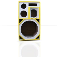 CAIXA DE SOM RESIDENCIAL EXTREME BOX 30 X 75 X 40 BOB ESPONJA 2 CANAIS VAZIA AMARELA
