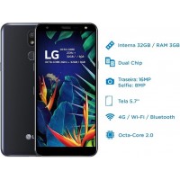 SMARTPHONE LG C/ INTELIGENCIA ARTIFICAL 3GB RAM OCTA CORE 32GB TELA 5.7 2 CHIPS 4G ANDROID 8 CAM 16MPX 