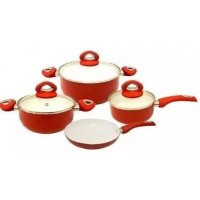 JOGO DE PANELAS ESMALTADAS 4 PECAS REVESTIMENTO EM CERAMICA - RED