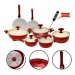 JOGO DE PANELAS ESMALTADAS 8 PECAS REVESTIMENTO EM CERAMICA + 02 COLHERES - RED