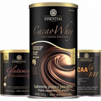 WHEY HIDROLISADO ESSENTIAL MAIS GLUTAMINA MAIS BCAA MAIS BRINDE