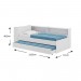 CAMA COM BAU E PRATELEIRA LATERAL + CAMA AUXILIAR - BRANCA