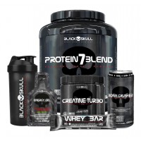 COMBO SUMPLEMENTOS BLACK SKULL WHEY PROTEIN CAVEIRA PRETA 837G + CREATINA 150g