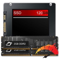 KIT UPGRADE SSD 120GB E MEMÓRIA RAM 4GB DDR2 (2X2GB)