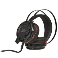 HEADSET GAMER 7.1 KNUP, COM ILUMINA&Ccedil;&Atilde;O USB - P2 BASS VIBRATION - PRETP C/ VERMELHO