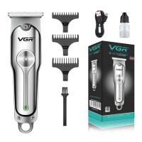 M&Aacute;QUINA DE CORTAR CABELO VGR C/ L&Acirc;MINA A&Ccedil;O INOXID&Aacute;VEL - CARREGAMENTO USB - PRATA
