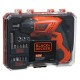 KIT PARAFUSADEIRA BLACK E DECKER C/ 15 ACESSÓRIOS - BATERIA 4.8V C/ LED - PRETO/LARANJA