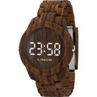 RELOGIO DE PULSO DIGITAL FEMININO LINCE LED - AMADEIRADO 