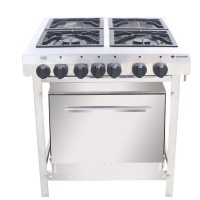 FOG&Atilde;O INDUSTRIAL 4 BOCAS VENANCIO - C/ FORNO ESMALTADO - INOX