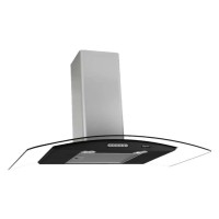 COIFA DE PAREDE C/ VIDRO CURVO TERIM - PRETO INOX 75CM 5 A 6 BOCAS 142W