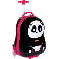 MOCHILA ESCOLAR INFANTIL SESTINI - C/ 2 RODINHAS E AL&Ccedil;A DE MAO - PRETO/ROSA