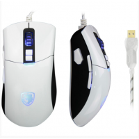 MOUSE GAMER C/ SENSOR SADES - BRANCO E PRETO - 7 BOTOES   160G