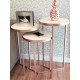 CONJUNTO DE 3 MESAS LATERAL WFM - C/ BASE FERRO E TAMPA C/ ESPELHO