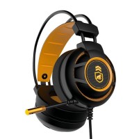 HEADSET GAMER GSHIELD - C/ ARCO REGULAVEL E MICROFONE INTEGRADO - PRETO/DOURADO