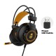 HEADSET GAMER GSHIELD - C/ ARCO REGULAVEL E MICROFONE INTEGRADO - PRETO/DOURADO