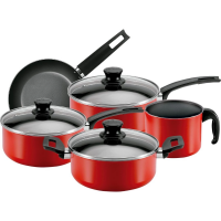 JOGO DE PANELAS 5 PE&Ccedil;AS ANTIADERENTE VERMELHO