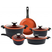 JOGO DE PANELAS 5PCS NEOFLAM REVESTIDO EM CERAMICA - PRETO/LARANJA