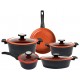 JOGO DE PANELAS 5PCS NEOFLAM REVESTIDO EM CERAMICA - PRETO/LARANJA