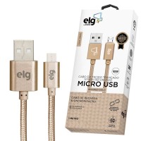 CABO MICRO USB REFORÇADO ELG 12W 2.1A - DOURADO
