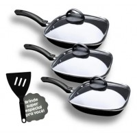 3 FRIGIDEIRAS PATOLUX ANTIADERENTE ESPATULA PRETO BRINDE