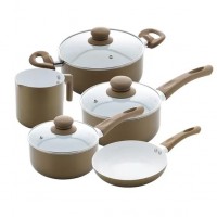 CONJUNTO 5 PANELAS LYOR ALUM&Iacute;NIO E CER&Acirc;MICA CABO DE SILICONE