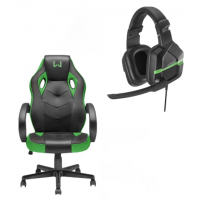 CADEIRA GAMER VERDE COM HEADSET GAMER STEREO P3 VERDE MULTILASER