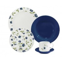 APARELHO DE JANTAR OXFORD DONNA AZUL EM CERAMICA 20 PE&Ccedil;AS