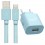 KIT CABO USB LIGHTNING EMBORRACHADO P/ IOS + FONTE CARREGADOR ELG 2.4A - BLUE