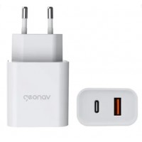 FONTE CARREGADOR UNIVERSAL ULTRA RAPIDO USB 3.0/USB-C 20W GEONAV - BRANCO