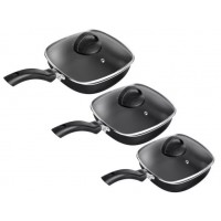 KIT 3 FRIGIDEIRAS QUADRADAS ANTIADERENTE PATOLUX - PRETO