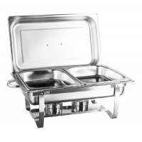 RECHAUD PROFISSIONAL 2 CUBAS 9 LITROS BANHO MARIA - INOX