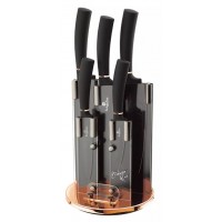 JOGO FACAS DE COZINHA COZINHA 6P&Ccedil;S BLACK ROSE GOLD BERLINGER HAU