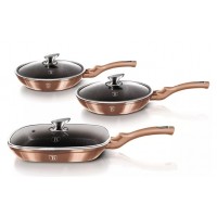 KIT FRIGIDEIRAS E GRELHADOR TRIPLA CAMADA DE M&Aacute;RMORE 3 P&Ccedil;S