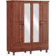 GUARDA ROUPA CASAL 4 PORTAS 2 GAVETAS COM ESPELHO MADEIRA MACIÇA BRONZE FINESTRA