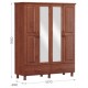GUARDA ROUPA CASAL 4 PORTAS 2 GAVETAS COM ESPELHO MADEIRA MACIÇA BRONZE FINESTRA