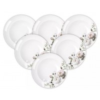 JOGO 6 PRATOS DE SOBREMESA DE PORCELANA GARDEN 21CM