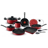 KIT PANELAS 10 PE&Ccedil;AS LIMPA F&Aacute;CIL ANTIADERENTE TAMPA VIDRO ROCHEDO- VERMELHO