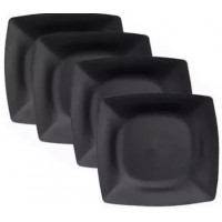 KIT C/100 PRATOS QUADRADOS PLASTICOS - PRETO