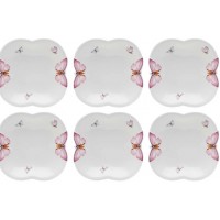 KIT 6 PRATOS FUNDOS WOLFF EM PORCELANA BORBOLETAS