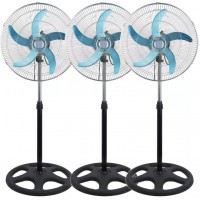 KIT 3 VENTILADORES COLUNA TURBO METAL 5 PAS C/ PEDESTAL 3 VELOCIDADES